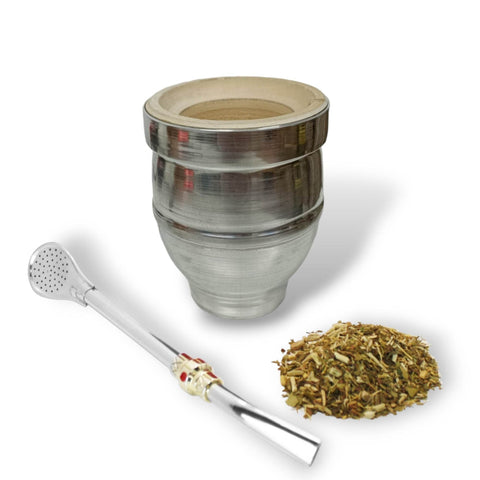 Mate de Madera Sauce Mimbre Forrado en Aluminio - Qumir