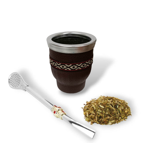 Mate Pequeño de Vidrio Forrado en Cuero - Qumir