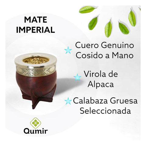 Mate Imperial de Calabaza con Virola de Alpaca Color Marron - Qumir