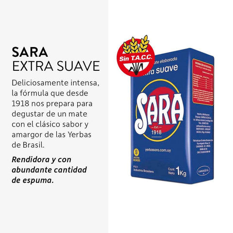 Pack Yerba Mate Sara Azul Extra Suave 1 Kg - 3 Uds - Qumir