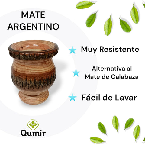 Mate de Madera Sauce Mimbre Lustrada - Qumir