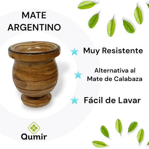 Mate de Madera Sauce Mimbre Lustrada - Qumir