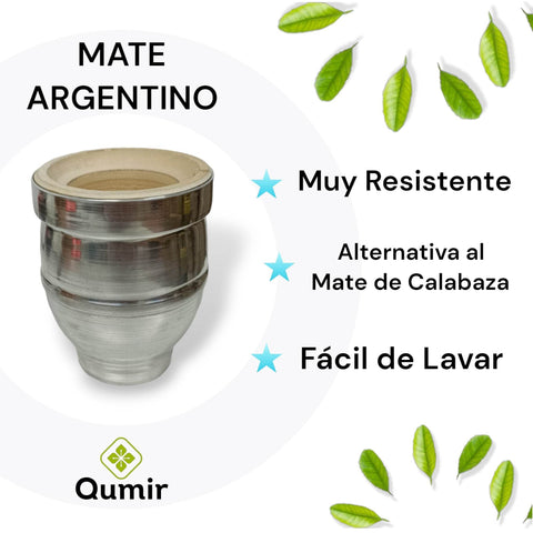 Mate de Madera Sauce Mimbre Forrado en Aluminio - Qumir