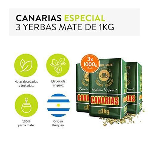 Pack Yerba Mate Canarias Edición Especial 1 Kg - 3 Uds - Qumir