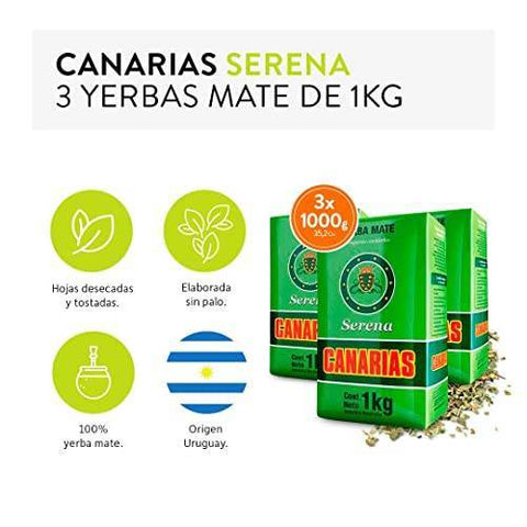 Pack Yerba Mate Canarias Serena 1 Kg - 3 Uds - Qumir