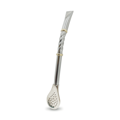 Bombillon Artesanal de Alpaca 18 cms Cincelado Plata - Qumir