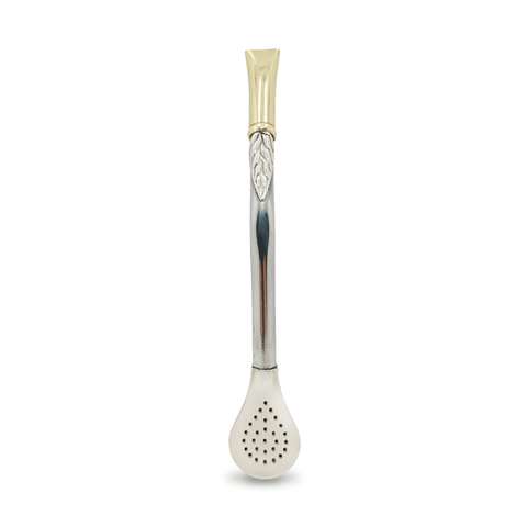 Bombillon Artesanal de Alpaca 18 cms Decorado Bronce - Qumir