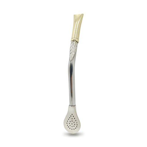 Bombillon Artesanal de Alpaca 18 cms Decorado Bronce - Qumir