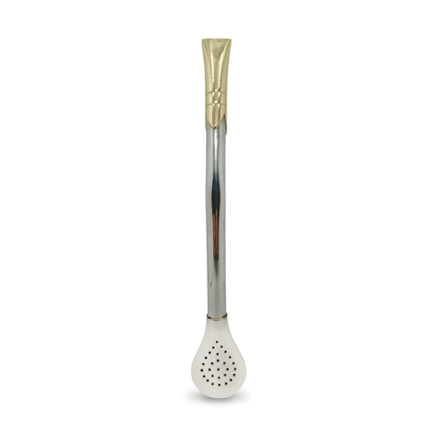 Bombillon Artesanal de Alpaca 18 cms Pico Rey Bronce - Qumir