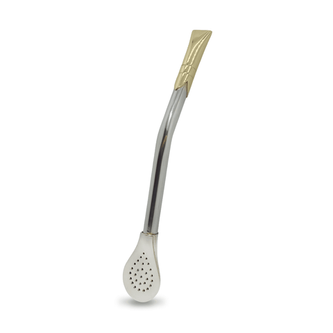 Bombillon Artesanal de Alpaca 18 cms Pico Rey Bronce - Qumir