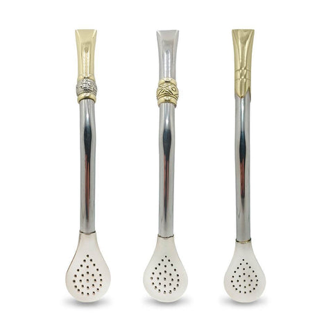 Bombillon Artesanal de Alpaca 18 cms Pico Rey Bronce - Qumir