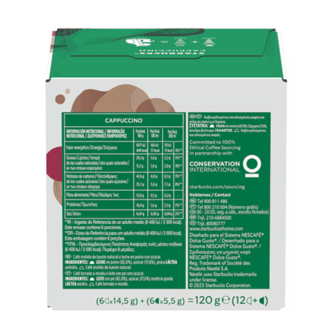 Pack Café Dolce Gusto Starbucks Cappuccino - 6 Uds - 72 Cápsulas - Qumir