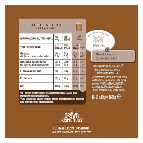 Pack Café Dolce Gusto 90 Cápsulas Café Con Leche - Qumir