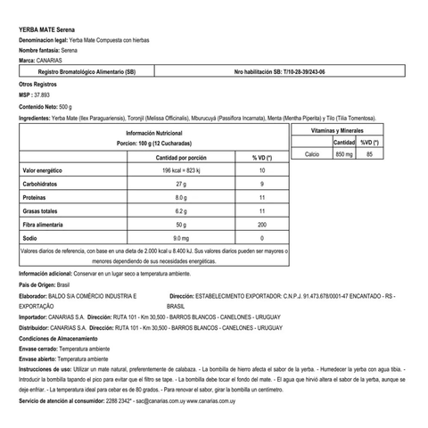 Pack Yerba Mate Canarias Serena 1 Kg - 3 Uds - Qumir