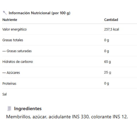 Los Nietitos Dulce de Membrillo 400 Grs - Qumir