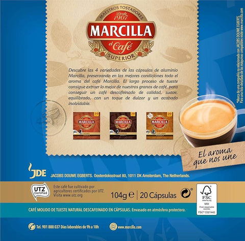 Pack Café Marcilla Descafeinado 200 Cápsulas Compatibles Nespresso - 10 Uds - Qumir