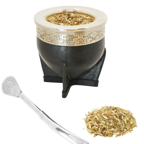 Mate Imperial de Calabaza con Virola de Alpaca Color Negro - Qumir