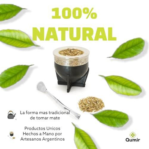 Mate Imperial de Calabaza con Virola de Alpaca Color Negro - Qumir