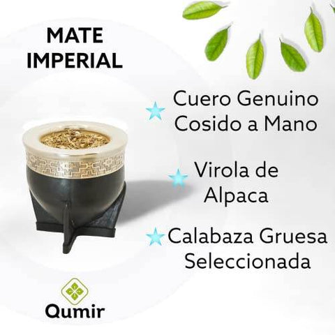 Mate Imperial de Calabaza con Virola de Alpaca Color Negro - Qumir