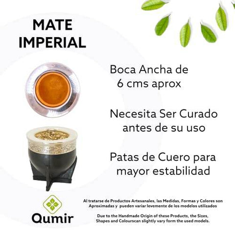 Mate Imperial de Calabaza con Virola de Alpaca Color Negro - Qumir