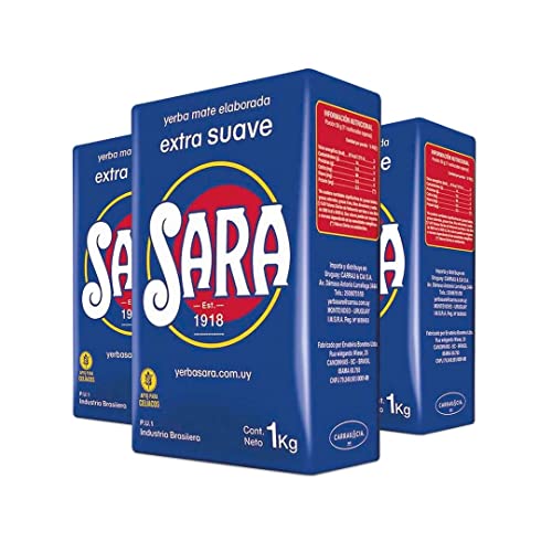 Pack de 3 Kilos de Yerba Mate Sara Suave Azul 1Kg