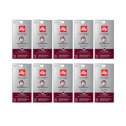 Pack Café Illy 100 Cápsulas Intenso Compatibles Nespresso - 10 uds - Qumir