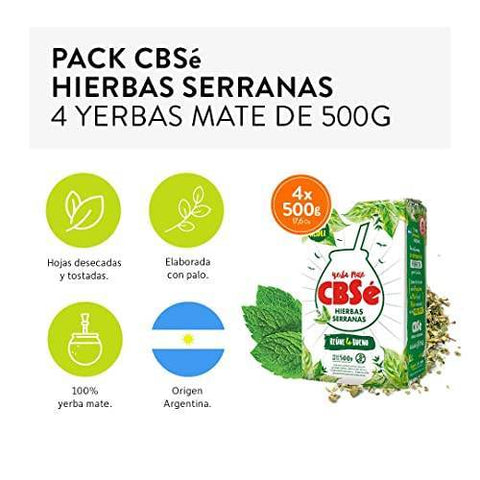 Pack Yerba Mate Cbse Hierbas Serranas 500 Grs - 4 Uds - Qumir