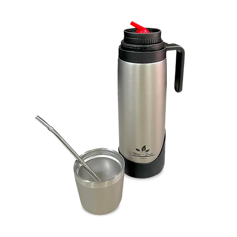 Termo 3 en 1 Acero Inoxidable 1 Litro con Pico Matero Color Plata - Qumir