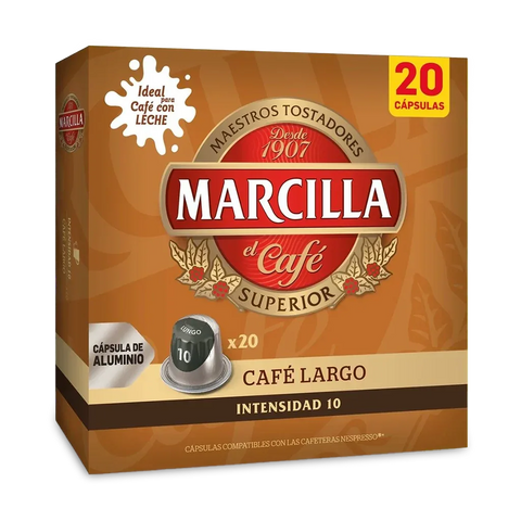 Cafe Marcilla Largo - 20 Cápsulas Compatibles con Nespresso - Qumir