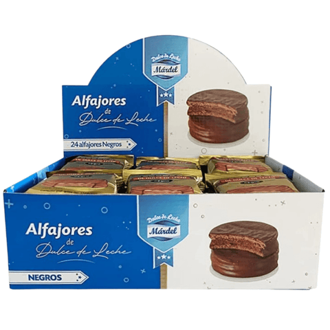 Alfajores de Dulce de Leche Mardel Chocolate Negro Caja Display 24 Uds. - Qumir