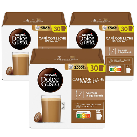 PACK 3 Dolce Gusto Cafe con Leche 90 uds