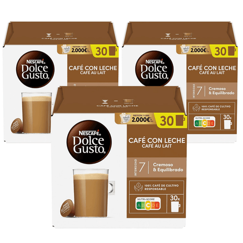 Pack Café Dolce Gusto 90 Cápsulas Café Con Leche - Qumir