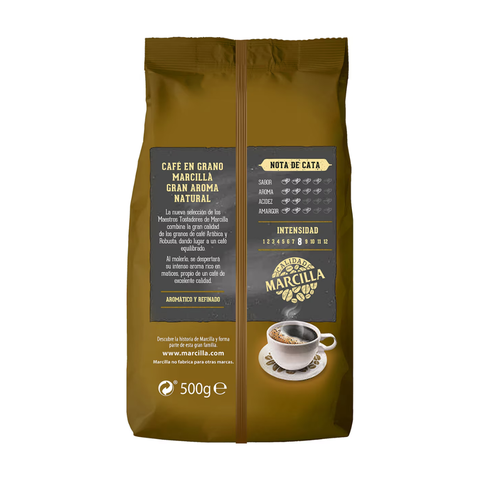 Cafe Marcilla Gran Aroma Natural en Grano 500 Grs