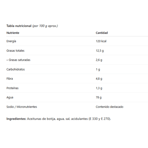 Aceituna Botija 330 Grs - Qumir