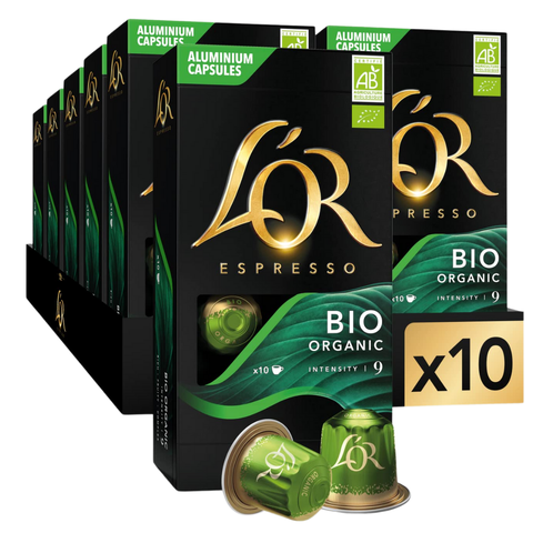 Pack Café L'OR 100 Cápsulas BIO Organic - 10 Uds