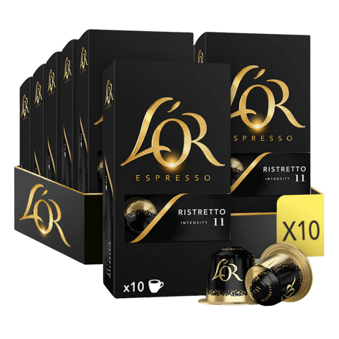 Pack Café L'OR 100 Cápsulas Ristretto Compatibles Nespresso - 10 Uds - Qumir