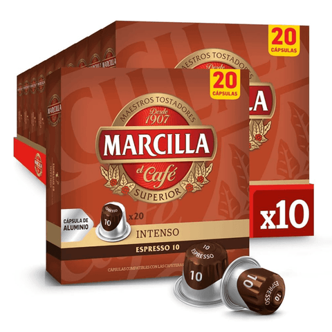 Pack Café Marcilla Intenso 200 Capsulas Compatibles Neespresso- 10 Uds - Qumir