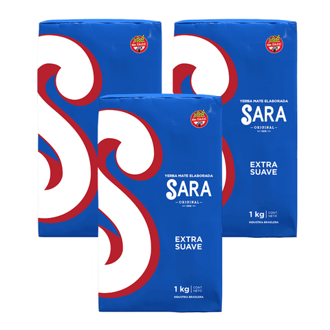 Pack Yerba Mate Sara Azul Extra Suave 1 Kg - 3 Uds - Qumir