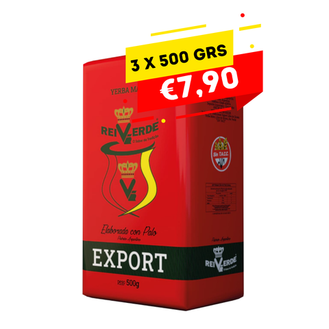 Yerba Mate Rei Verde Padrón Argentino Pack 3 x 500 Grs